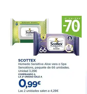 El Corte Inglés 2a unidad -70% scottex húmedo sensitive aloe vera o spa sensations, paquete de 66 oferta