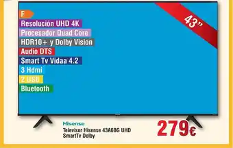 FROIZ Hisense televisor hisense 43a6bg uhd smart tv dolby oferta