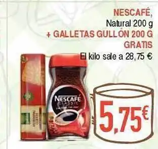 Masymas Nescafé natural + galletas gullón gratis el kilo oferta