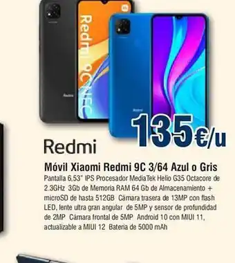 FROIZ Redmi móvil xiaomi redmi 9c 3-64 azul o gris oferta