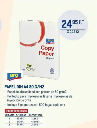 Makro Aro papel din a4 80 g-m2 oferta