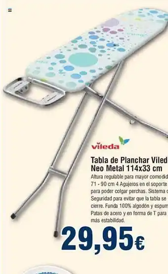 FROIZ Vileda tabla de planchar viled neo metal 11x33 cm oferta