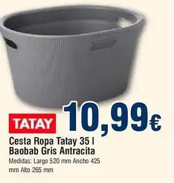FROIZ Cesta ropa tatay 35 l baobab gris antracita oferta