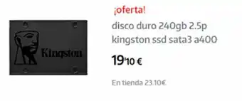 App Informática ¡oferta! disco duro 240gb 2.5p kingston ssd sata3 a400 oferta