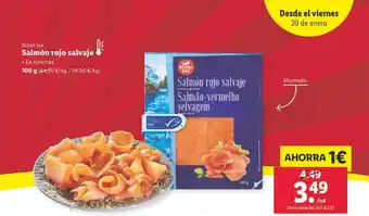 Lidl Ocean sea salmón rojo salvaje en lonchas oferta