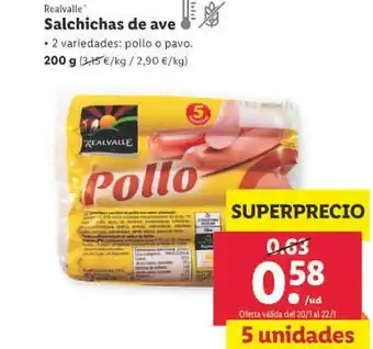 Lidl Realvalle salchichas de ave oferta