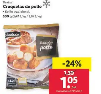Lidl Monissa croquetas de pollo estillo tradicional oferta