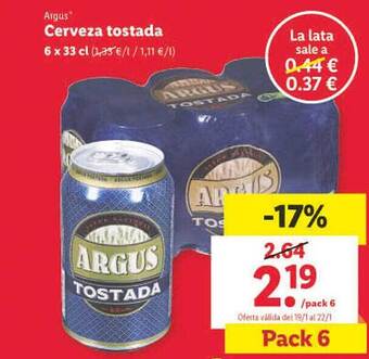 Lidl Argus cerveza tostada oferta