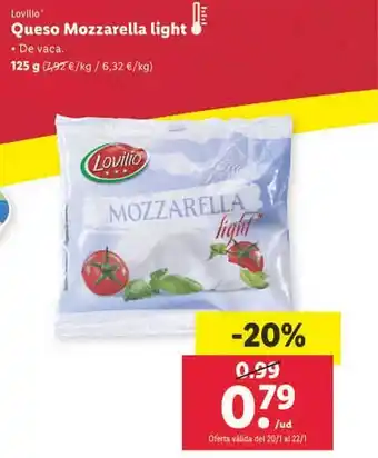 Lidl Lovillo queso mozzarella light oferta
