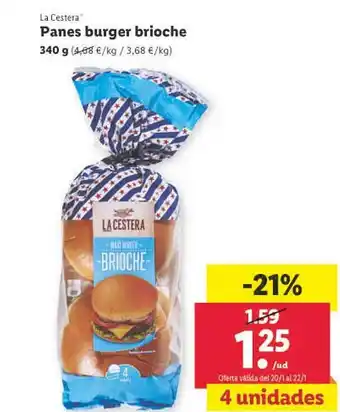 Lidl La cestera panes burges brioche oferta