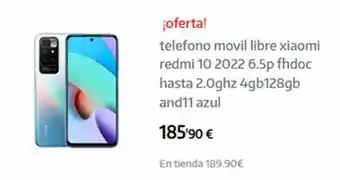 App Informática ¡oferta! telefono movil libre xiaomi redmi 10 2022 6.5 fhdoc hasta 2.0ghz 4gb128gb and11 azul oferta