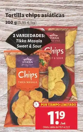 Lidl Vitasta tortilla chips asiáticas oferta