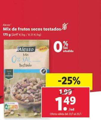 Lidl Alesto mix de frutos secos tostados oferta