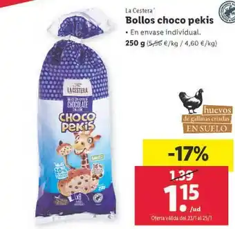 Lidl La cestera bollos choco pekis en envase individual oferta