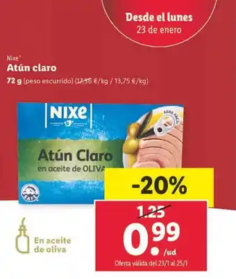 Lidl Nixe atún claro oferta