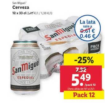 Lidl San miguel cerveza oferta