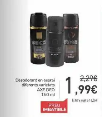 Desodorante en esprai diferents varietats axe deo