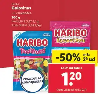 Lidl Haribo golosinas 5 variedades. oferta