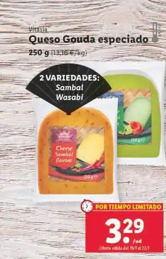 Lidl Vitasia queso gouda especiado oferta
