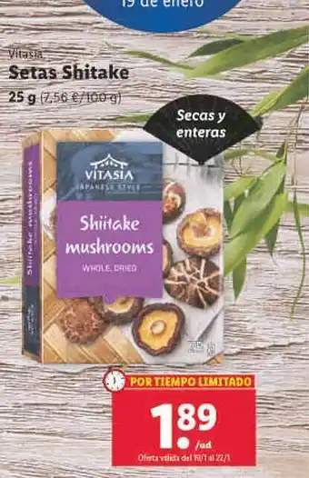 Lidl Vitasia setas shitake oferta