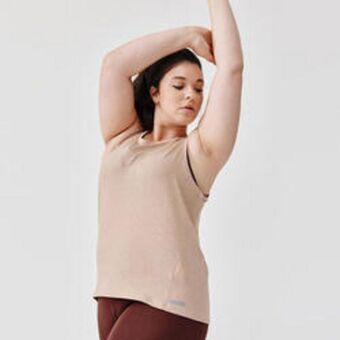 Decathlon Camiseta sin mangas transpirable running mujer - soft beige oferta