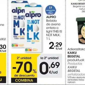 Eroski Leche alpro de avena oferta