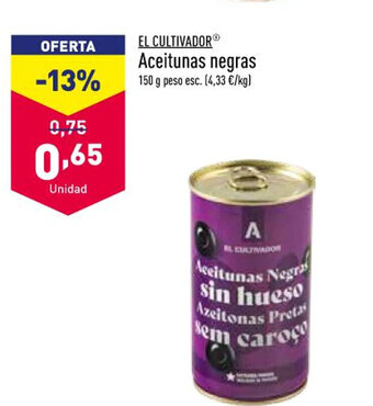 ALDI El Cultivador Aceitunas Negras oferta