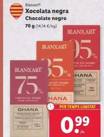 Lidl Xocolata Negra Chocolate Negro 70 g oferta