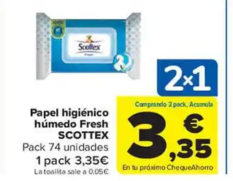 Carrefour Market Papel higiénico húmedo fresh scottex oferta