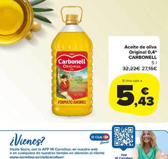 Carrefour Market Aceite de oliva original 0.4° carbonell oferta