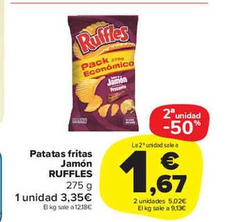 Carrefour Market Patatas fritas jamón ruffles oferta