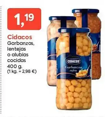 Suma Supermercados Cidacos garbanzos, lentejas o alubias cocidas oferta