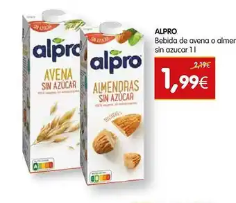 Dicost Alpro bebida de avena o almer sin azucar oferta