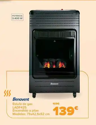 Carrefour Benavent estufa de gas ladf425 encendido a pilas medidas: 73x42,5x52 cm oferta