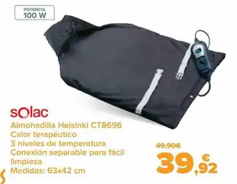 Carrefour Solac almohadilla helsinki ct8696 calor terapéutico 3 niveles de temperatura conexión separable para fácil limpieza medidas: oferta
