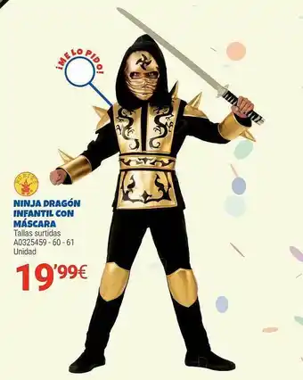 Juguettos Ninja dragón infantil con máscara oferta
