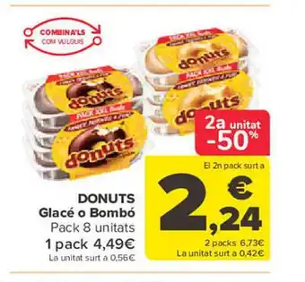 Carrefour 2a unitat -50% donuts glacé o bombó pack 8 oferta
