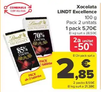 Carrefour Xocolata lindt excellence pack 2 oferta