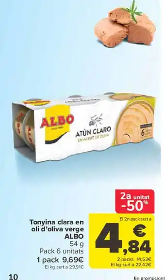 Carrefour Tonyina clara en oli d'oliva verge albo pack 6 oferta