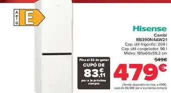Carrefour Hisense combi rb390n4aw21 oferta