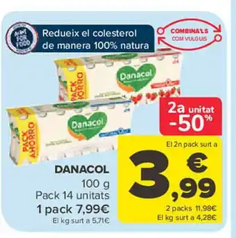 Carrefour 2a unitat -50% danacol pack 14 oferta