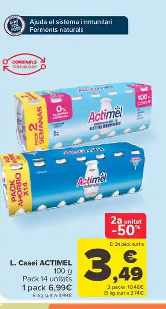Carrefour 2a unitat -50% l. casei actimel pack 14 oferta