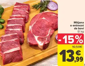 Carrefour Mitjana o entrecot de boví el kg oferta