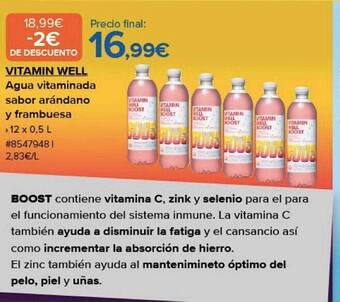 Costco Vitamin well agua vitaminada sabor arándano y frambuesa oferta