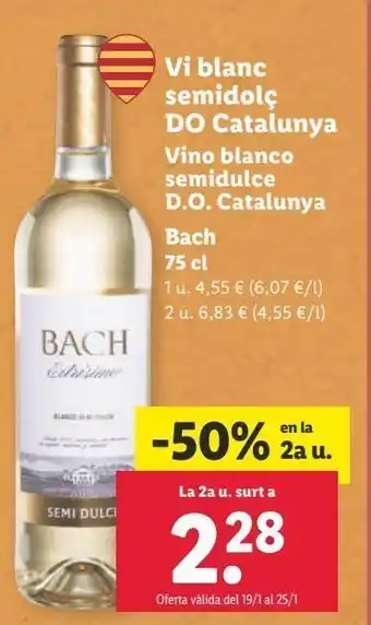 Lidl Vino blanco bach oferta