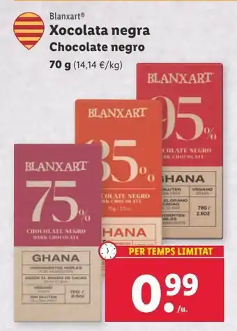 Lidl Chocolate negro blanxart oferta