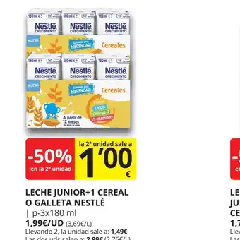 Supermercados MAS Leche junior +1 cereal o galleta nestlé oferta