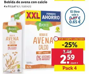 Lidl Bebida de avena vemondo oferta