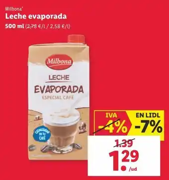 Lidl Leche evaporada milbona oferta
