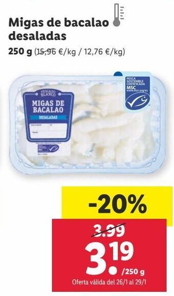Lidl Migas de bacalao oferta